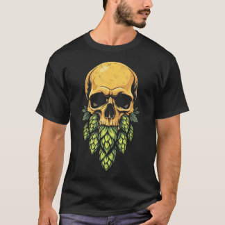 Camiseta Lúpulo Caveira Barbuda Cervejeiro Engraçado Cervej