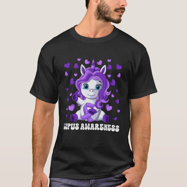 Camiseta Lupus Awareness Month Purple Ribbon Unicorn (Frente)