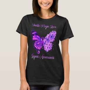 Camiseta Lupus Awarness Month Flowers Butterfly 2022 Fé