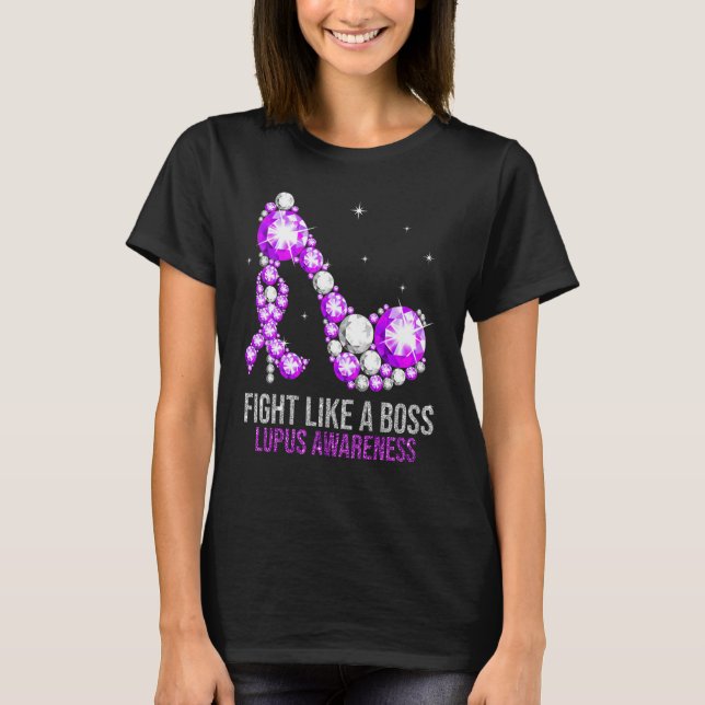 Camiseta Lupus Awarness Month Heels As Mulheres Apoiam Dito (Frente)