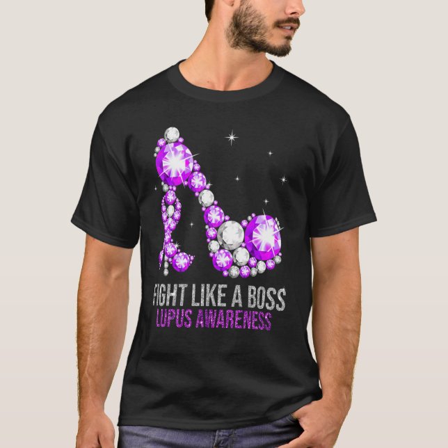 Camiseta Lupus Awarness Month Heels As Mulheres Apoiam Dito (Frente)