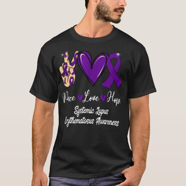Camiseta Lupus Erythematosus Peace Love Hope Purpl (Frente)