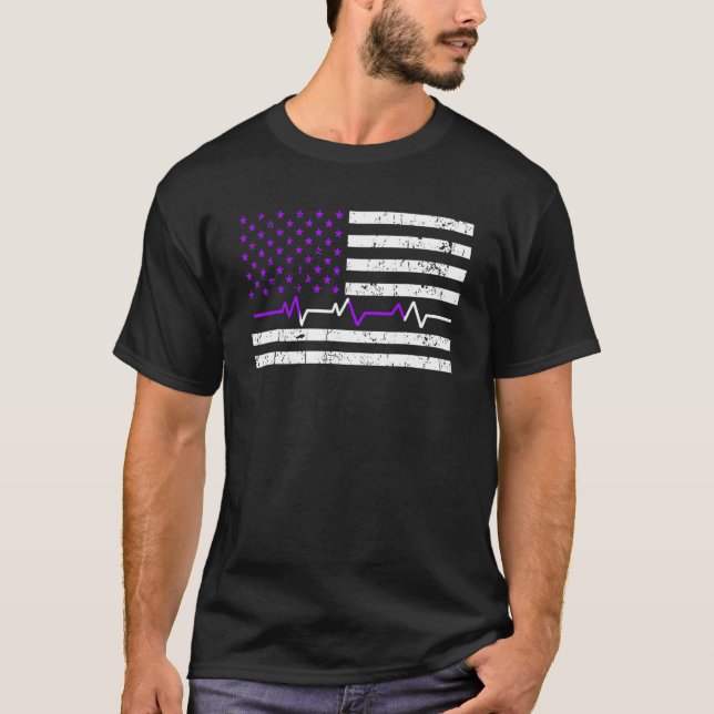 Camiseta Lupus Heartbeat American Flag Colors Awaren (Frente)