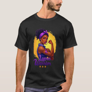 Camiseta Lupus Warrior Afro Mulher Negra Veste Fita Roxa