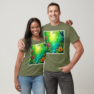Camiseta Lush Tropical Jungle Oasis Design