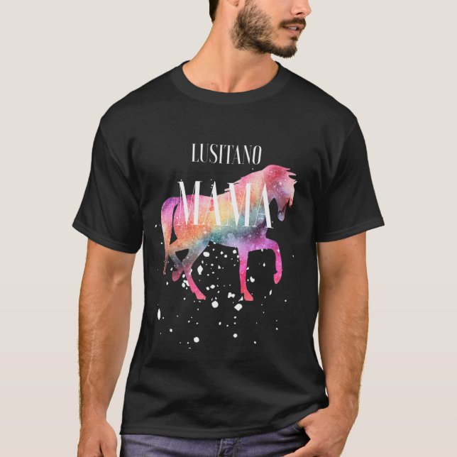 Camiseta Lusitano Horse Mama Galaxy Horse Girl Equestrian R (Frente)
