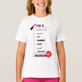 Camiseta Lustige Inschrift mit rotem Lippenstift und Lippen