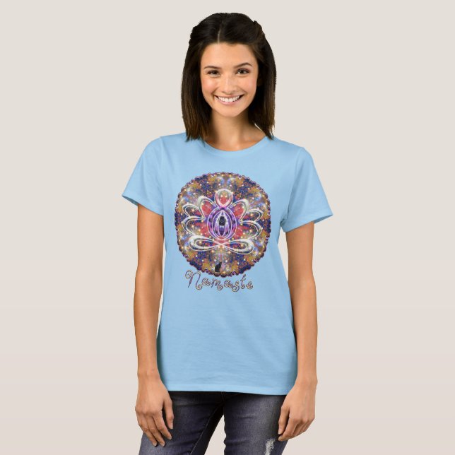Camiseta Lustroso Zen Lótus Namaste (Frente Completa)