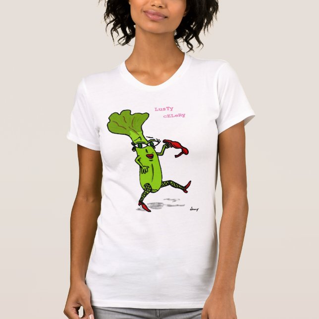 Camiseta Lusty Celery Womens Casual Scoop T Shirt (Frente)