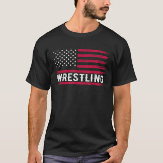 Camiseta Luta Americana Flag Funny Wrestling Men Boy