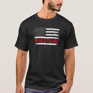 Camiseta Luta Americana Flag Funny Wrestling Men Boy