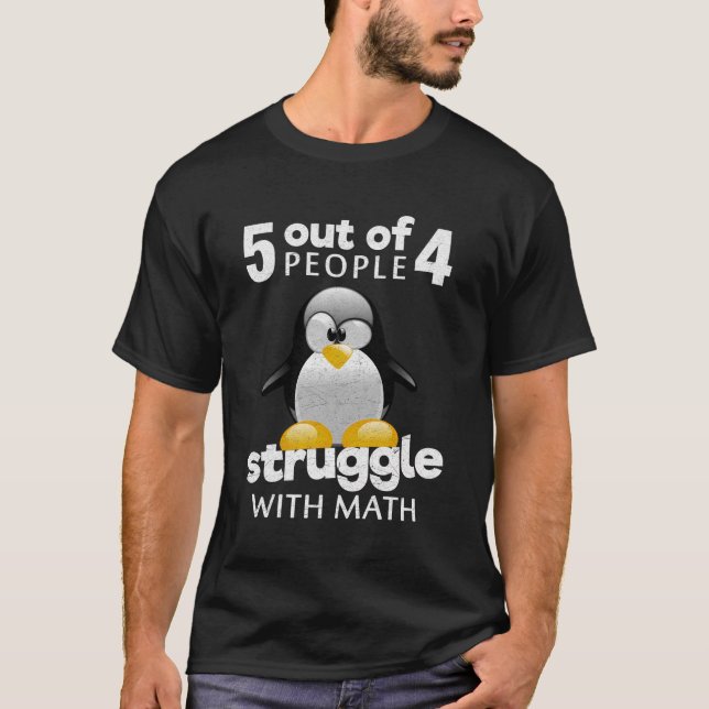 Camiseta Luta Com A Matemática Engraçada Pinguim-Pinguim (Frente)