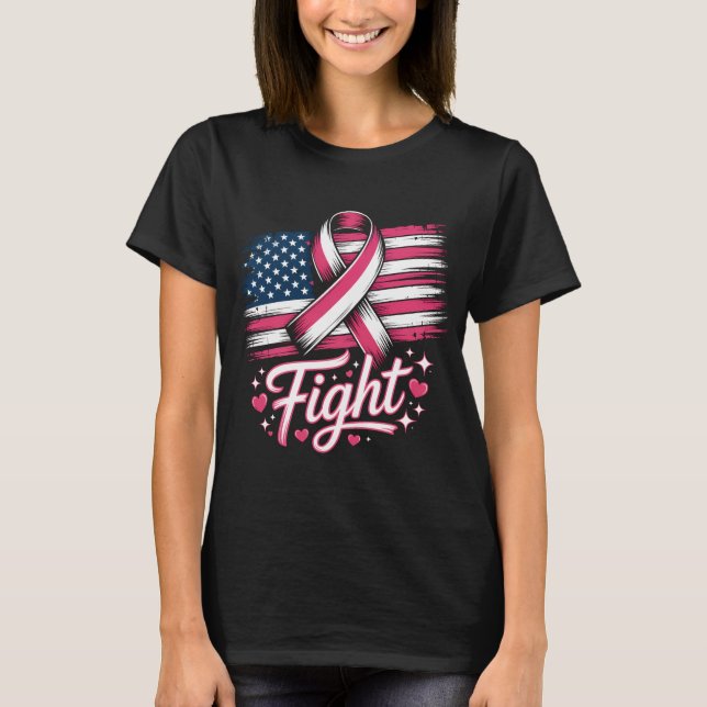 Camiseta Luta contra a consciência do Cancer rosa Fita amer (Frente)