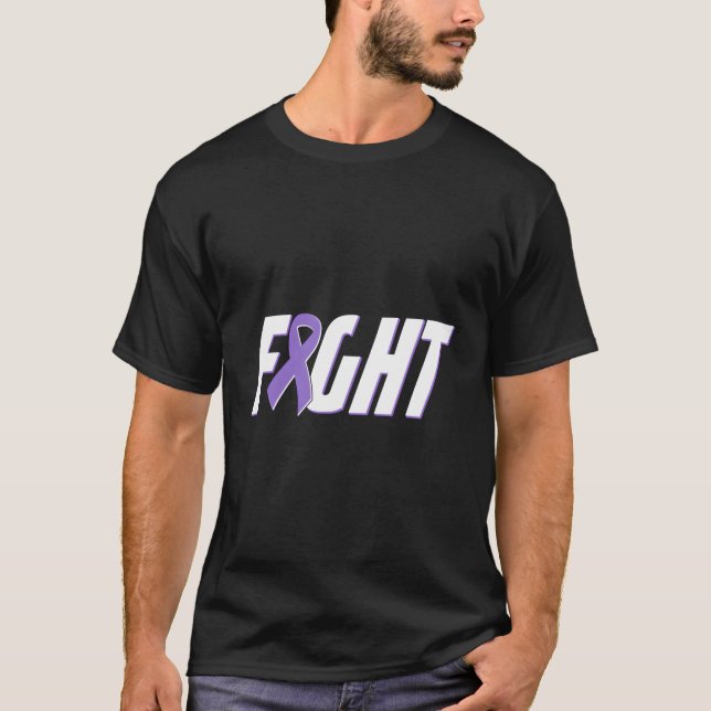 Camiseta Luta Contra a Fita de Consciência Roxa do Câncer d (Frente)