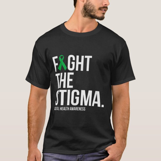 Camiseta Luta Contra A Saúde Mental Da Fita Verde Estigma (Frente)