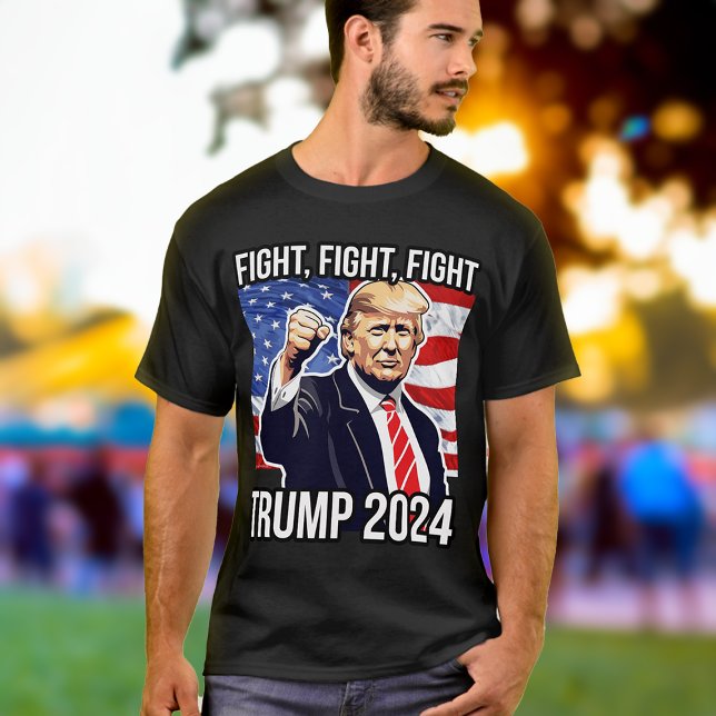 Camiseta Luta Contra Donald Trump 2024 Bandeira Americana (donald trump 2024 fight fight fight tshirt)