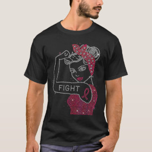 Camiseta Luta contra o Cancer Riveter Rhinestone