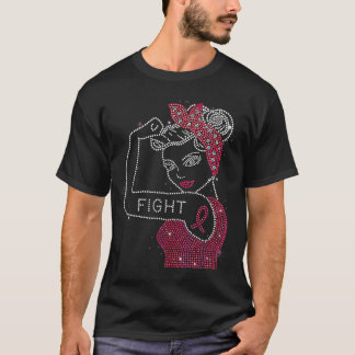 Camiseta Luta contra o Cancer Riveter Rhinestone