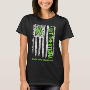 Camiseta Luta Contra O Estigma Americano Flag Mental Health