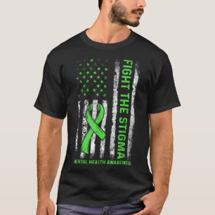 Camiseta Luta Contra O Estigma Americano Flag Mental Health