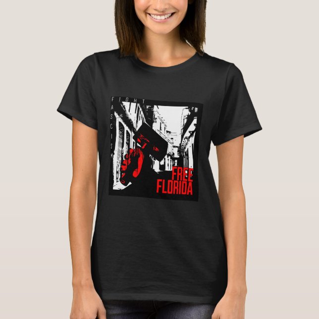 Camiseta Luta contra o fascismo - Flórida Livre (Frente)