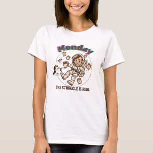 Camiseta Luta Espacial de Segunda-feira Astronauta Café e C