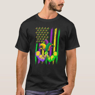 Camiseta Luta Jester Hat Retro American Flag Mardi Gra