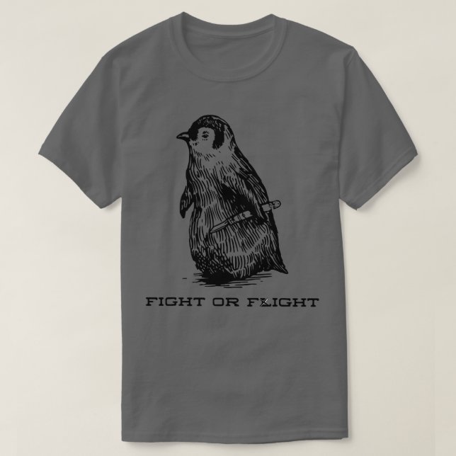 Camiseta Luta ou Voo Engraçados Pinguins (Frente do Design)