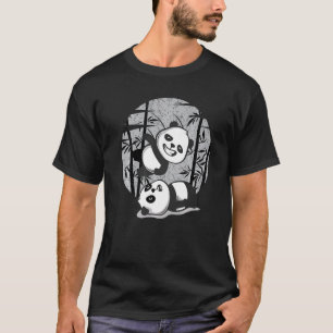 Camiseta Luta Pandas Chineses Bamboo Comendo Animais