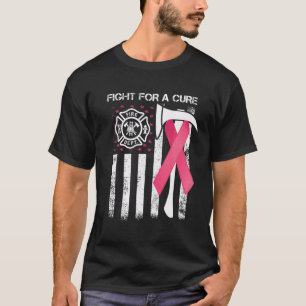 Camiseta Luta Por Um Cancer De Mama De Bombeiros De Bandeir