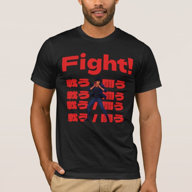 Camiseta Lutador com Estilo de Anime Retro dos Anos 90 (Frente)