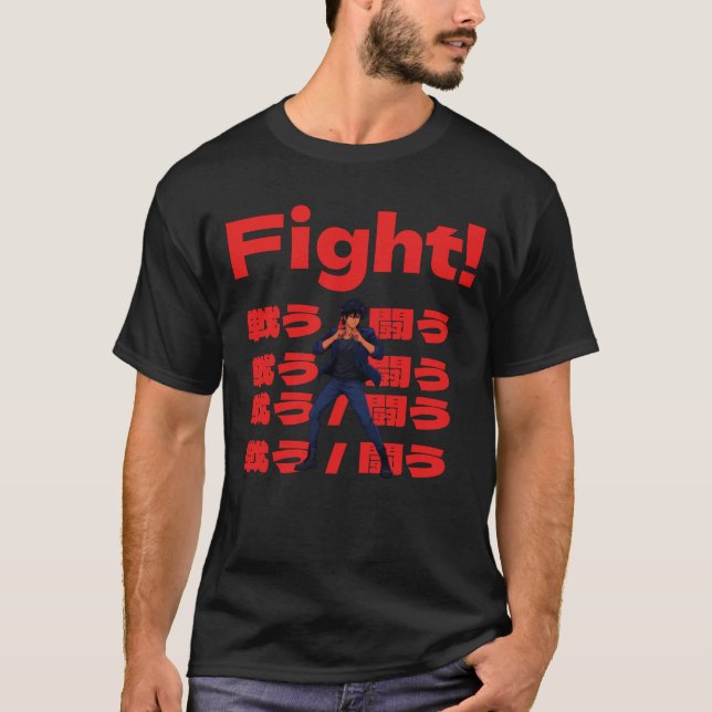 Camiseta Lutador com Estilo de Anime Retro dos Anos 90 (Frente)