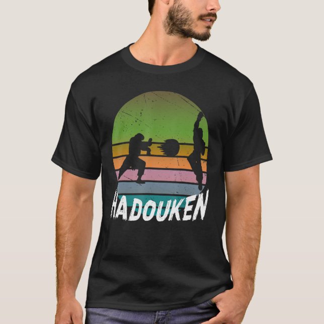 Camiseta lutador de 16 bits Retro HADOUKEN 5 (Frente)