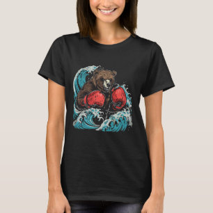 Camiseta Lutador de Boxe Amante de Ursos Luvas de Boxe Kick
