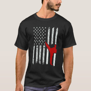 Camiseta lutador de caratê da bandeira americana