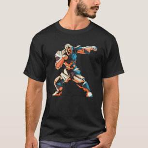 Camiseta lutador de caratê em posição de luta Lutador cúbic
