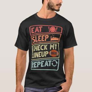 Camiseta Lutador de Futebol Come Dormir Verificar Minha Lin