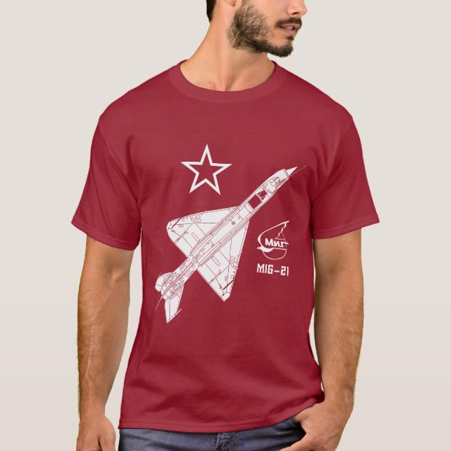 Camiseta Lutador de jato do russo de Mig-21 Fishbed (Frente)