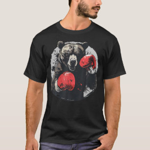 Camiseta Lutador de Ursos de Boxe Luvas de Boxe Kickboxing