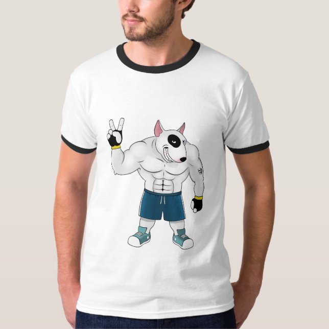 Camiseta lutador do cão de bull terrier (Frente)