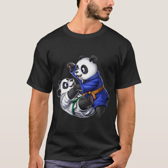 Camiseta Lutadores de Jiu-Jitsu de Ursos Panda (Frente)