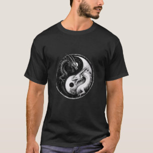 Camiseta Lutando Dragões Yin Yang Vintage Anime Japonês R