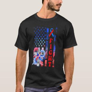 Camiseta Lutar Bandeira Dos EUA Girassol Conscientização Ch