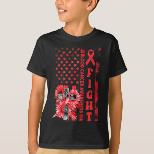 Camiseta Lutar Bandeira EUA Girassol Cristão Sangue Câncer