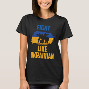 Camiseta Lutar Como Guerreiros de Apoio à Ucrânia Ucraniano