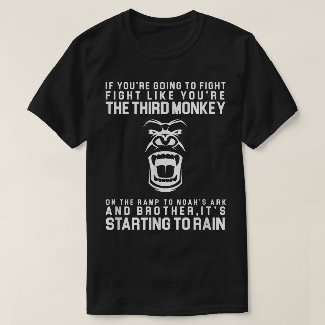 Camiseta Lutar como o terceiro macaco na arca de Noé - Engr (Frente do Design)