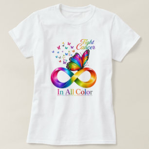 Camiseta lutar contra o câncer em todas as cores borboleta
