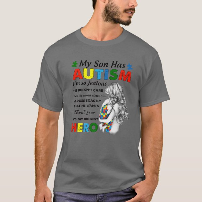 Camiseta Lutar Contra O Meu Filho Tem Autismo Autismo Hero  (Frente)