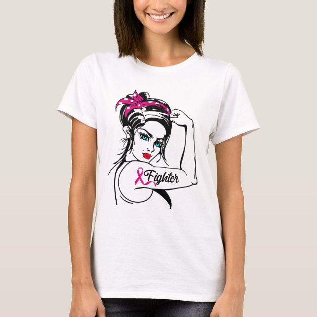 Camiseta Lutar Contra Rosie, A Consciência Do Cancer Da Mam (Frente)