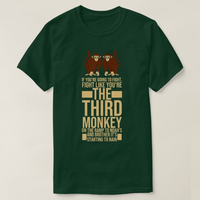 Camiseta Lute Como O Terceiro Design De Macaco (Frente do Design)